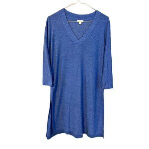 J. Jill Small Petite‎ Blue Opal Linen Viscose 3/4 Sleeve Tunic Dress Lightweight